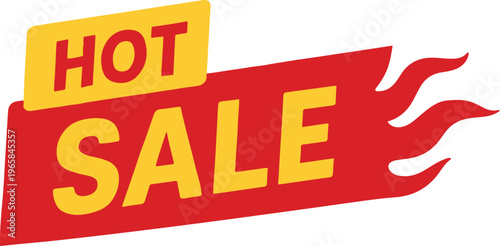 Hot Sale Promotional Banner with Flames, Bold and Energetic Marketing Vector Illustration
