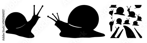 Snail fork set with sleek black line art silhouette on white background featuring minimalist, line art, silhouette with nautical and modern