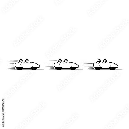 Bobsleigh vector illustration of a speeding sports sled with athletes