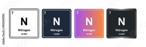 Nitrogen N 7 Periodic Table Element Tile. Vector Illustration, Minimalist Design, Isolated on Background, UI Icon Style, Modern Chemistry Graphics.