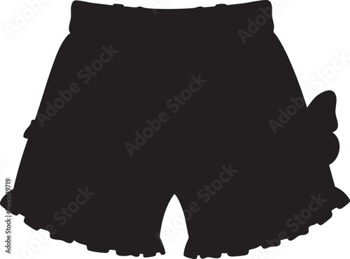 Black Silhouette of Ruffled Shorts clothing