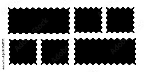 Black silhouette scalloped frames,irregular colorful text boxes. Crayon drawn squares and rectangles with wavy rough edges.doodle hand drawn. zigzag See Less