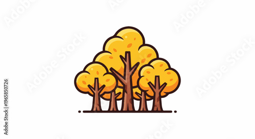 Stylized cluster of trees with golden autumn foliage