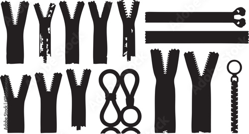 Black silhouette style zipper collection zippers