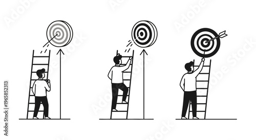 Target Achievement Concept – Business Success Cartoon Vector Illustration Isolated on White Background