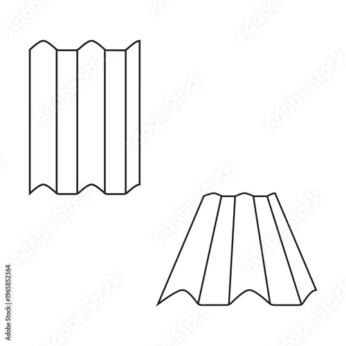 Editable stroke roof tile pattern on a white background. Vector illustration EPS 10.