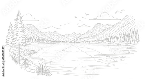 Mountain range with a lake.