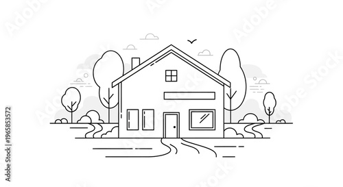 Simple house with gable roof.