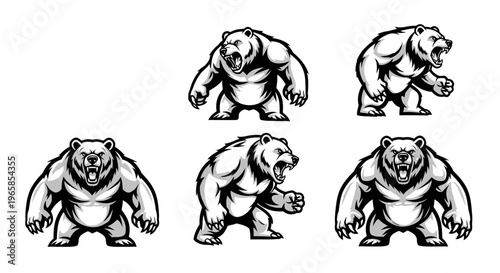 Aggressive Bear Illustrations - A Collection of Powerful Wildlife Designs.