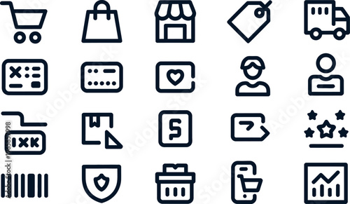 E commerce and shopping icons set