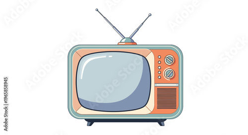 Vintage television with antennas in retro style