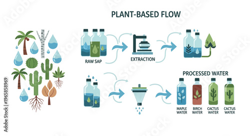 Flowchart of plant-based water extraction and processing methods