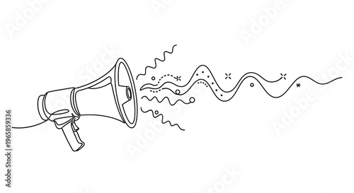 Linear megaphone and sound waves design for communication themes