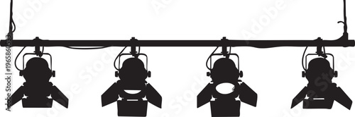 Four Stage Lights on a Bar spotlights lighting equipment theater lights stage lighting