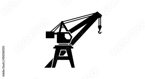 Silhouette of a Heavy-Duty Construction Crane for Lifting and Moving Materials.