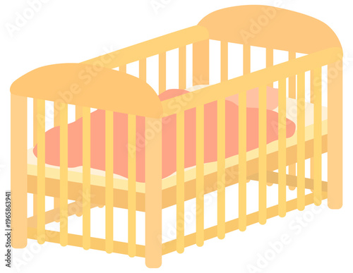 シンプルな木製ベビーベッドのイラスト ベクター素材