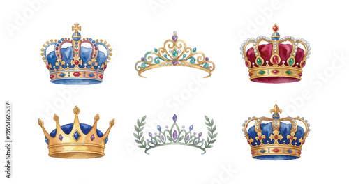 crown icon watercolor set