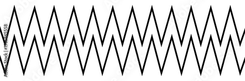 Black wavy zigzag line pattern isolated on white background. Abstract curve stroke element for design, border, and decorative projects. Minimal wave contour graphic illustration.