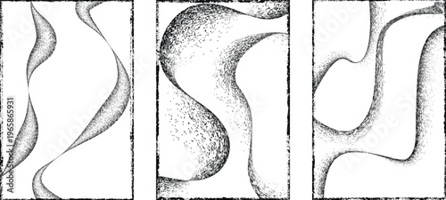 Abstract grain noise wave texture background with soft curved lines useful for posters, overlays. Minimal organic flow lines with subtle grainy texture. Fluid noised curves effect. Vector
