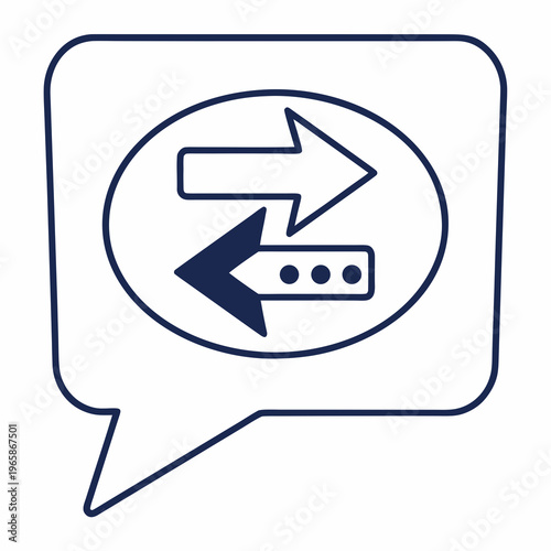 Fotografie Speech bubble with two way communication arrows line icon, concept of reply or a