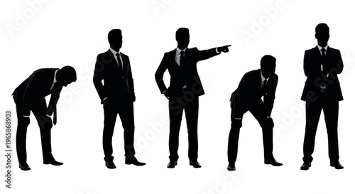 Silhouettes of businessmen in various poses