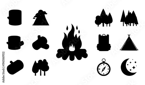Camping and outdoor adventure icons