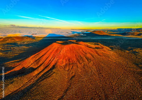 Aerial View of Mojave Desert Cinder Cones at Sunrise
