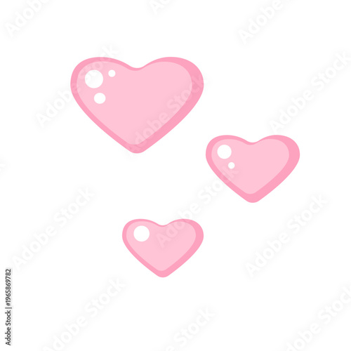 Three floating pink heart bubbles