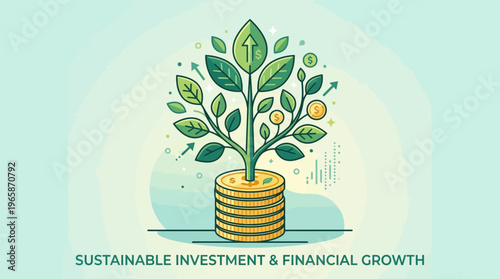 A vibrant plant of money and growth symbolizing sustainable investment and financial prosperity
