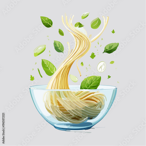 Glasnudeln schwebend