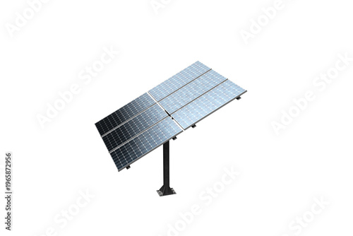 Compact solar panel system on stand isolated on white background clean energy concept