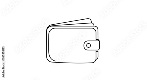 Minimalist line art icon of a bifold wallet with cards, symbolizing finance, money, payment, shopping, and personal budgeting