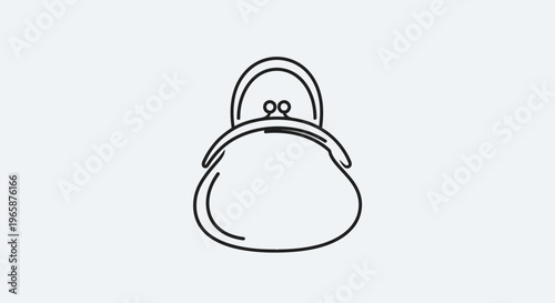 Simple Line Art Coin Purse Icon. Minimalist Retro Clutch Bag Illustration for Financial Transactions, Shopping & Payment.