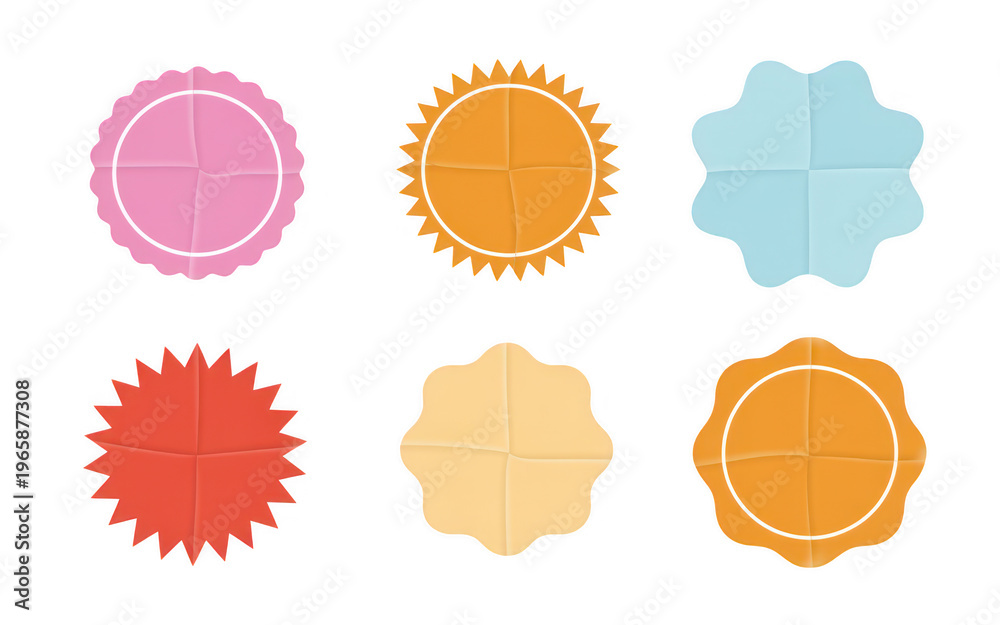 Obraz premium Flat seal stickers in various colors flat colorful pink isolated on a transparent background
