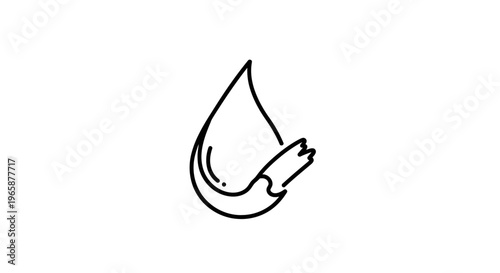 Hand-drawn water drop with a helping hand underneath, symbolizing water conservation, protection, and environmental care.