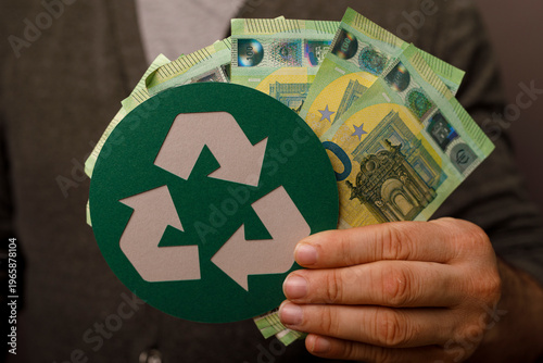 Green recycling symbol and ...