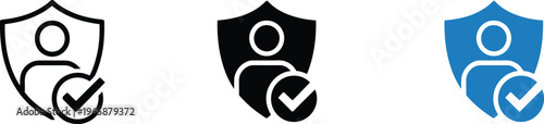 Account protection user profile with check mark shield icon security login sign up