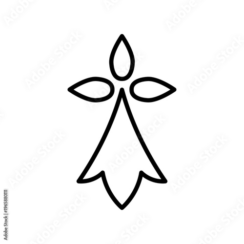 Icône vectorielle minimaliste représentant une hermine héraldique stylisée, symbole emblématique de la Bretagne. Illustration noir et blanc pour identité régionale, logo et culture bretonne.