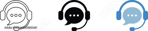 Headphones icon with chat bubble and three dots, indicating online support or customer service