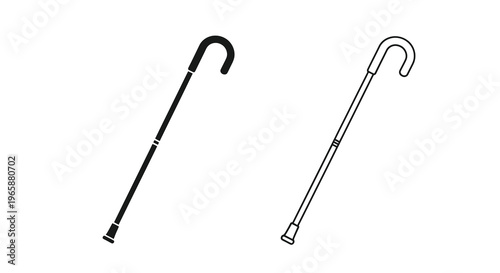 Two walking canes depicted in a simple black and white illustration