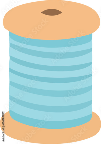 A flat vector illustration of a single blue thread spool used for sewing and textile work.