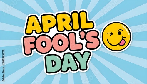 April Fools’ Day greeting playful emoji winking tongue colorful festive humorous artwork