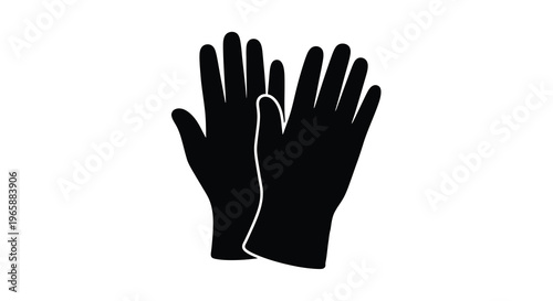 Black gloves depicted in a simple minimalist style against a white background