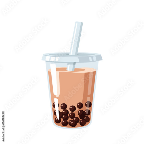 Bubble Tea Flat Vector Beverage Illustration