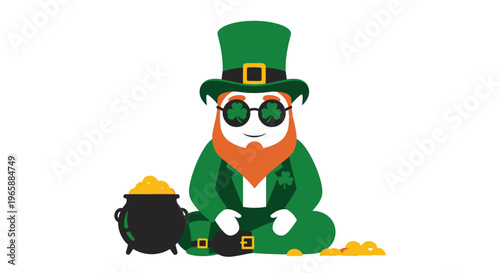 Leprechaun cat in green costume.