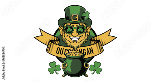 Leprechaun cartoon character with green hat.