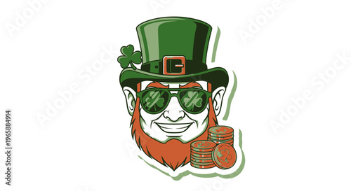 Leprechaun Wearing Sunglasses and Hat.