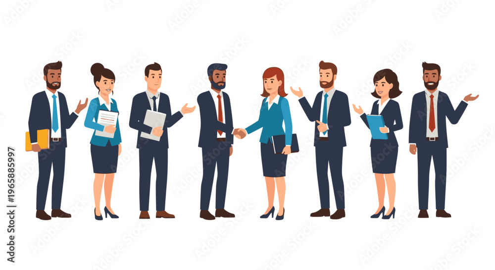 Fototapeta premium Diverse business team shaking hands on white background