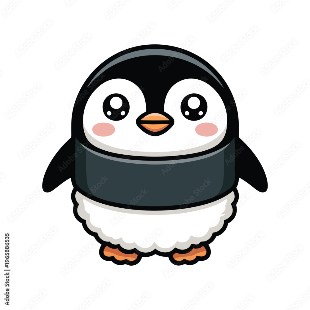 Obraz premium Kawaii Sushi Penguin Cartoon Mascot