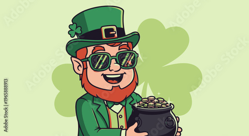Leprechaun with pot of gold coins.